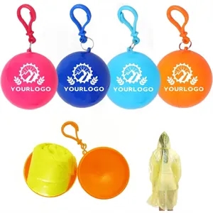 2 1/2" Portable Disposable Rain Poncho Ball w/Carabiner