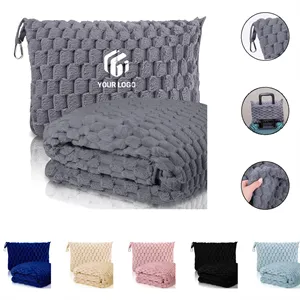 Custom Logo Premium soft compact travel  2 in 1 airplane blanket pillow