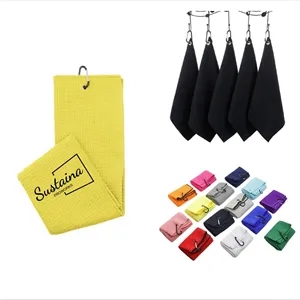 Waffle Pattern Golf Towel with Clip