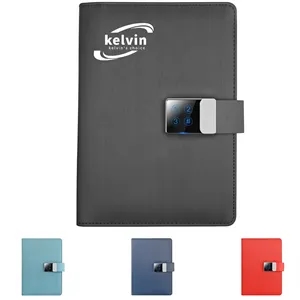 Password & Fingerprint Lock Notebook with Power Bank