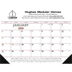 Triumph® Calendars Red & Black Desk Pad with Vinyl Corners