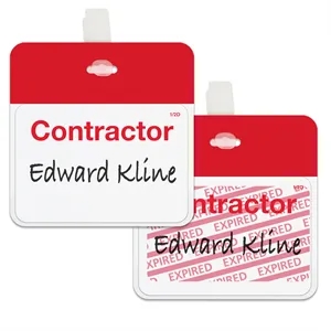 2-Part Expiring Badge Front Parts, Hand-Writable, CONTRACTOR