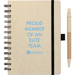 FSC® Mix 5" x 7" Wheat Straw Notebook with Pen