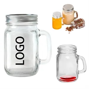 Glass Mason Jar With Lid, 15 Oz