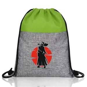 Custom Logo Two Tone Heathered Drawstring Backpack ( 13" x 16.5" )