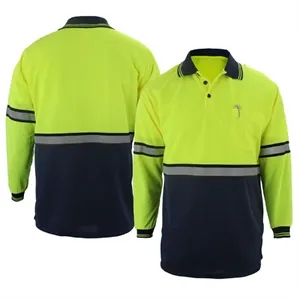 First Class Long Sleeve Polo Shirt Reflective Stripes