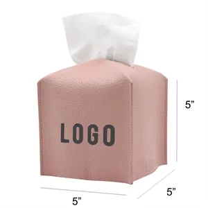 Pu Leather Tissue Box Cover Lychee Pattern
