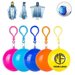 Colorful Plastic Portable Disposable Ball Raincoat Keychain