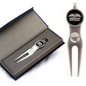 Custom Metal Divot Tool with Magnetic Ball Marker & Gift Box