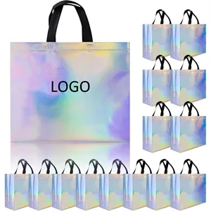 Reusable Iridescent Gift Bags Glossy Tote