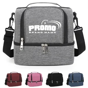 Double Layer Insulated Cooler Lunch Bag with Strap