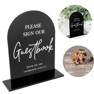 5x7Inch Acrylic Wedding Table Numbers Please Sign W/ Holder