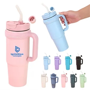 30 Oz Insulated Drinkware with Straw - Stylish Travel Mug