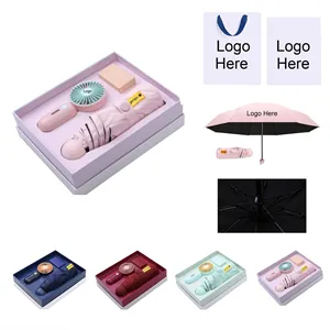 Custom Logo Personalized Umbrella Fan Gift Set