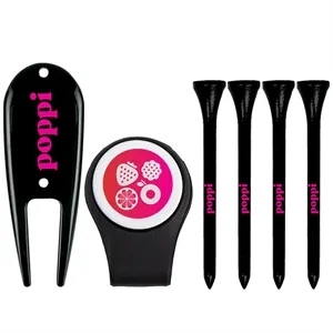 Hat Clip with Divot Tool & (4) 2-3/4" Golf Tees