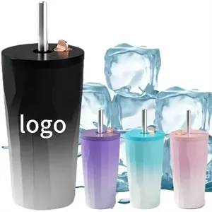 20Oz Portable Insulated Cold Coffee Cup With Straw