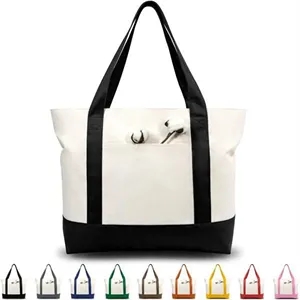 Stylish Canvas Tote Bag w/ External Pocket