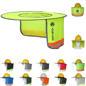 Custom Logo Reflective strip full brim neck sun shade hard hat sunshield