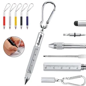 6 in 1 Keychain Tool Pen w/ Stylus Screwdriver Carabiner