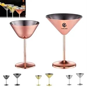 Elegant beach bar cocktail stainless steel martini glasses