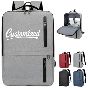 Custom Logo 15.6 In Waterproof Business Laptop Backpack W/ USB Charging