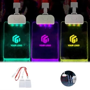 Custom Logo Custom corporate LED light up colors ID badge with lanyard