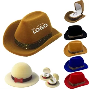 Western Cowboy Hat Velvet Jewelry Box