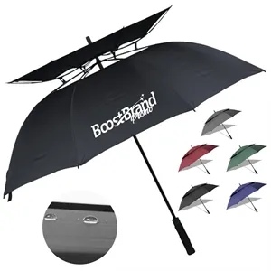 Custom Logo Double Canopy Vented Golf Umbrella for Wind Resistance