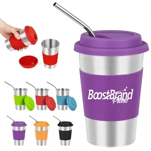 Custom Logo 17Oz. Stainless Steel Tumbler with Reusable Straw