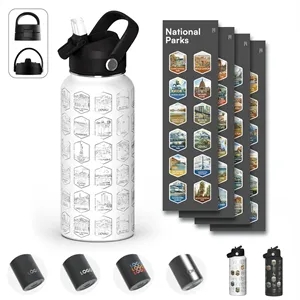 Custom Logo 32 oz travel sport national parks water bottle with stickers