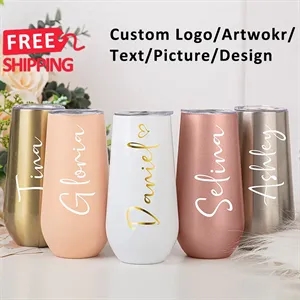 Insulated Champagne Flute With Top Lid Stainless Steel Cup