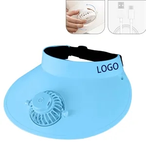 Custom Logo Sun Visor Hat With Usb Fan