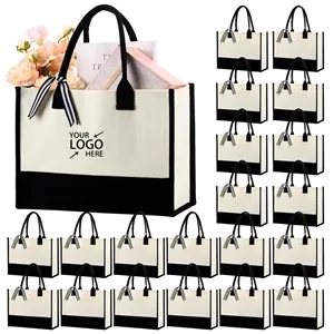 Custom Initial Canvas Beach Tote Bag