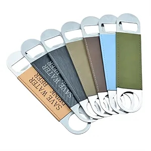 Custom Stainless Steel Bottle Opener with Leatherette Wrap