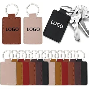 PU Leather Keychain, Rectangular Key Fob