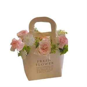 Custom Kraft Paper Bouquet Gift Tote Bag with Handle