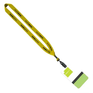 Custom Logo 3/4" Polyester Lanyard with 5" W x 3" H Plastic ID Badge