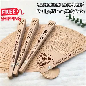 Wooden Hand Wood Handheld Folding Fans Wedding Party Favors