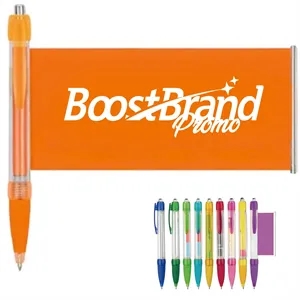 Custom Logo Pull-Out Banner Pen with Retractable Ad Insert