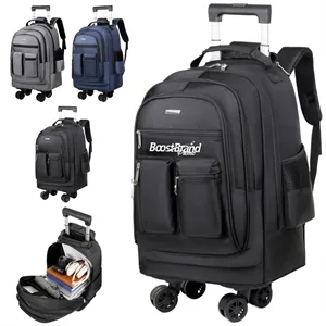 Custom Logo Wheeled Rolling Backpack Laptop Travel Bag