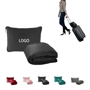 Custom Logo MOQ 20 Pieces Travel Storage Double-Sided Fleece Blanket