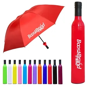 Custom Logo Compact Wine Bottle Umbrella Travel Novelty