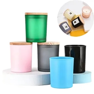 Empty Candle Jars with Bamboo Lids and Labels