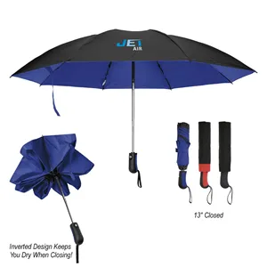 Custom Logo 46" Arc Two-Tone rPET Inversion Umbrella