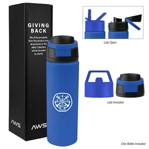 Custom Logo AWS 24 Oz. Pop Sip Recycled Stainless Steel Bottle Kit