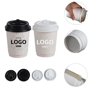 8 Oz. Double Wall Disposable Coffee Paper Cups with Lid