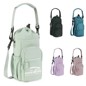 Custom Logo Insulated Sports Bottle Bags with Strap and Front Pocket