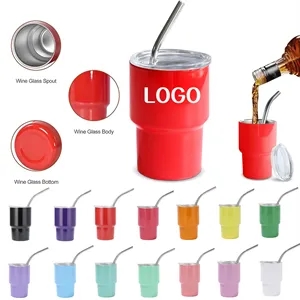 Mini Tumbler Shot Glass with Straw and Lid