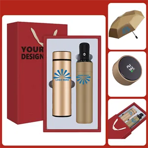 Custom Logo Thermos & Umbrella Gift Set for Business Events