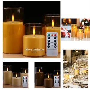 Set Of 3 LED Pillar Candles with Remote Control